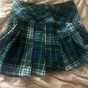American Eagle Outfitters Blue and Green Plaid Skater Skirt